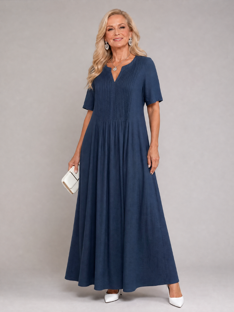 Casrina | Pleated V Neck Midi Dress