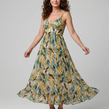 Marwyn | Spaghetti Strap Abstract Print Midi Dress