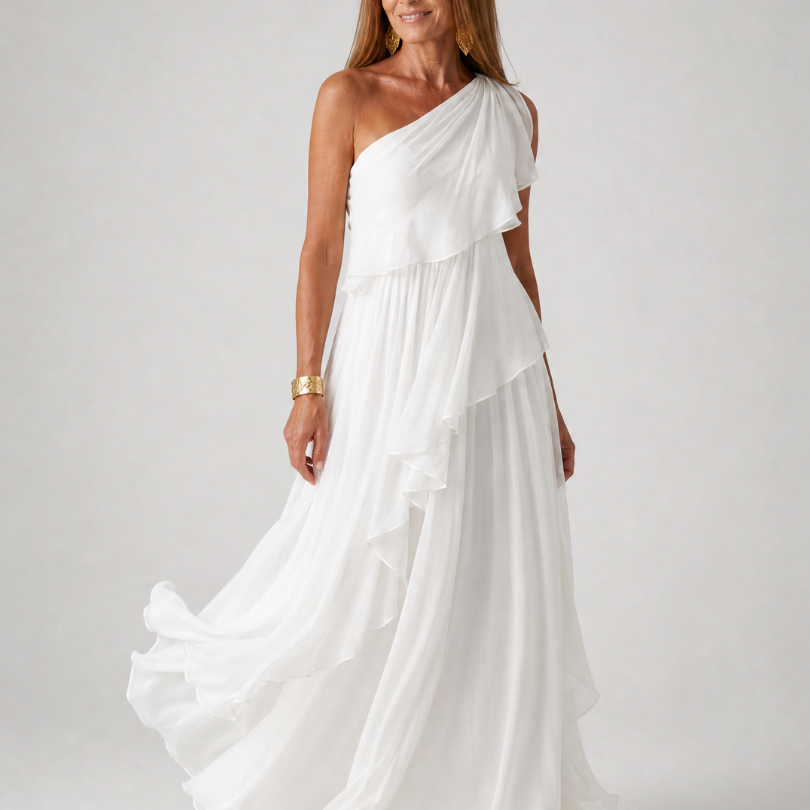 Vidalette | One Shoulder Ruffle Maxi Dress