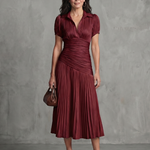 Mirna | Pleated Waistline Stripe Midi Dress