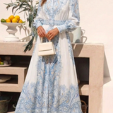 Versette | High Neck Printed Long Sleeve Maxi Dress