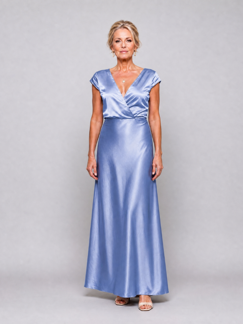 Dellora | Cap Sleeve Wrap Bodice Maxi Dress