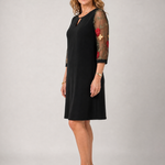 Casvia | Embroidered Mesh Sleeve Mini Dress