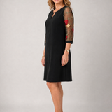 Casvia | Embroidered Mesh Sleeve Mini Dress