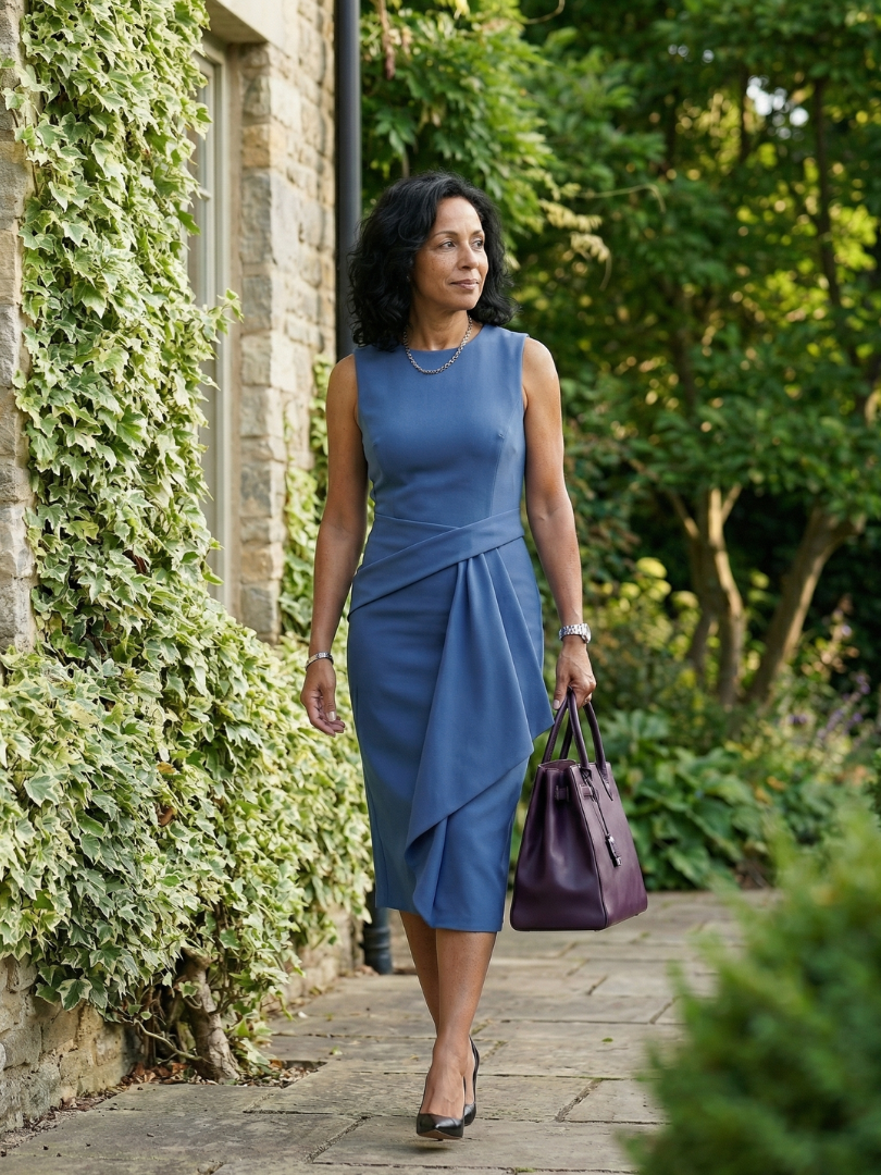 Esmenia | Asymmetric Drape Midi Dress