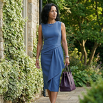 Esmenia | Asymmetric Drape Midi Dress