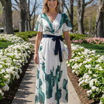 Nevna | Flutter Sleeve Belted Maxi Dress