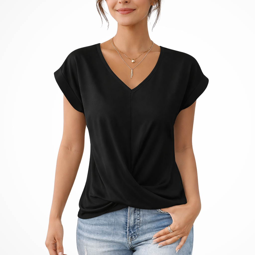 Evelyn | Women V Neck Twist Hem Short Sleeve Going Out Top