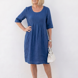 Linnthea | Gathered Front Half Sleeve Knee Length Dress