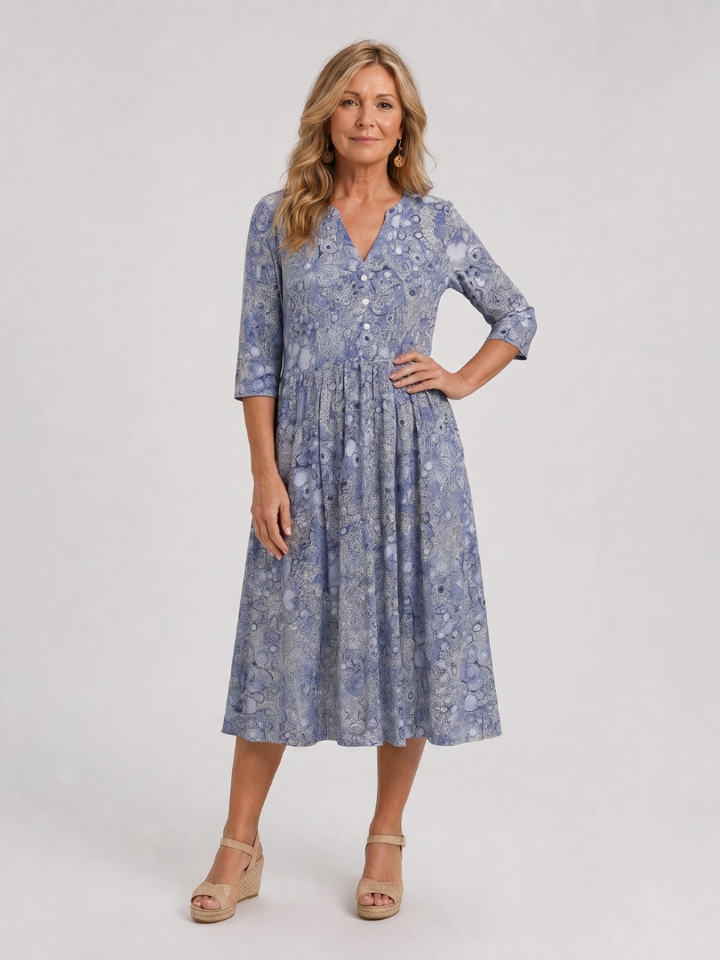 Daline | Vintage Front Three Quarter Sleeve Midi Dress