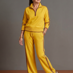 Della | Zip Neck Long Sleeve Side Stripe Leg Pants Set