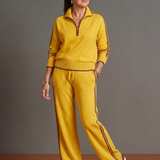 Della | Zip Neck Long Sleeve Side Stripe Leg Pants Set