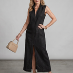 Norrin | High Collar Front Slit Midi Dress