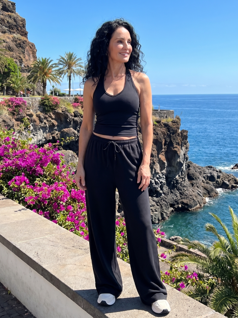 Valmae | Sleeveless Scoop Neck Top And Wide Leg Pants Set