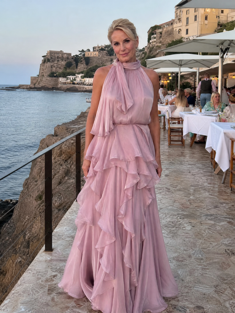 Tamsinmae | Halter Neck Ruffle Tiered Maxi Dress