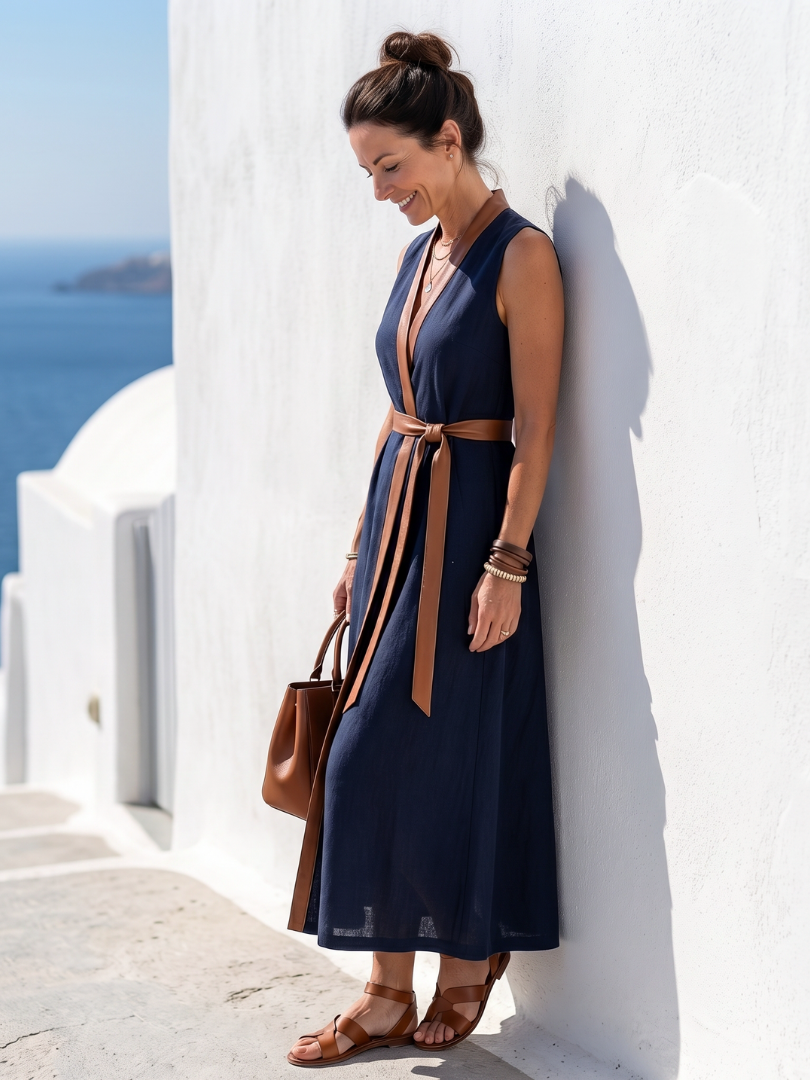 Norabeth | Contrast Line Midi Dress