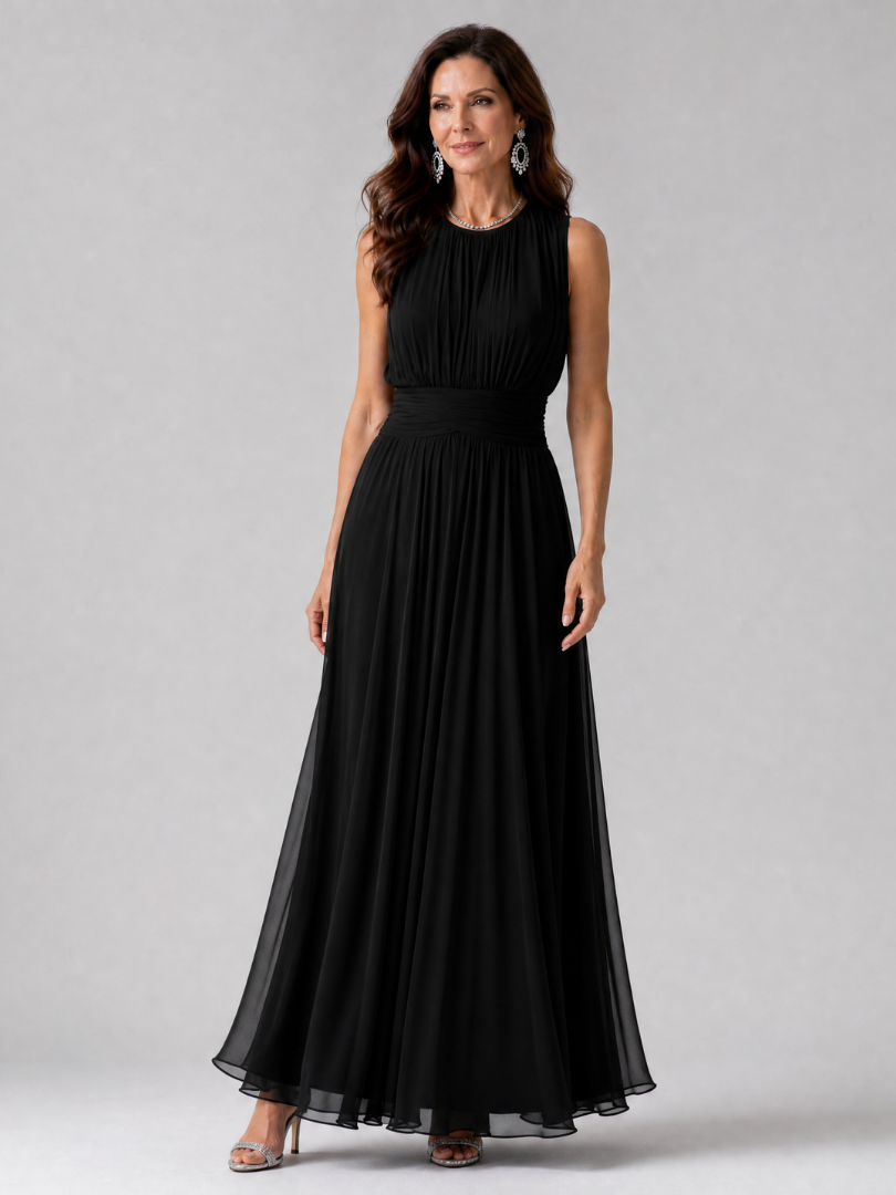 Hiladra | Sleeveless Gathered Waist Midi Dress