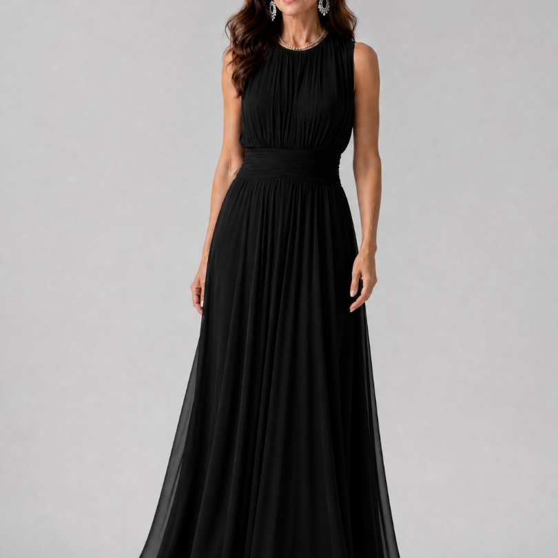 Hiladra | Sleeveless Gathered Waist Midi Dress