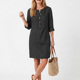 Haletta | Button Front Sleeve Knee Length Dress