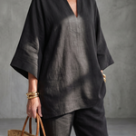 Perrina | V Neck Tunic Gathered Trouser Set
