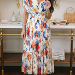 Elondra | Short Sleeve Pleated Floral Midi Dress