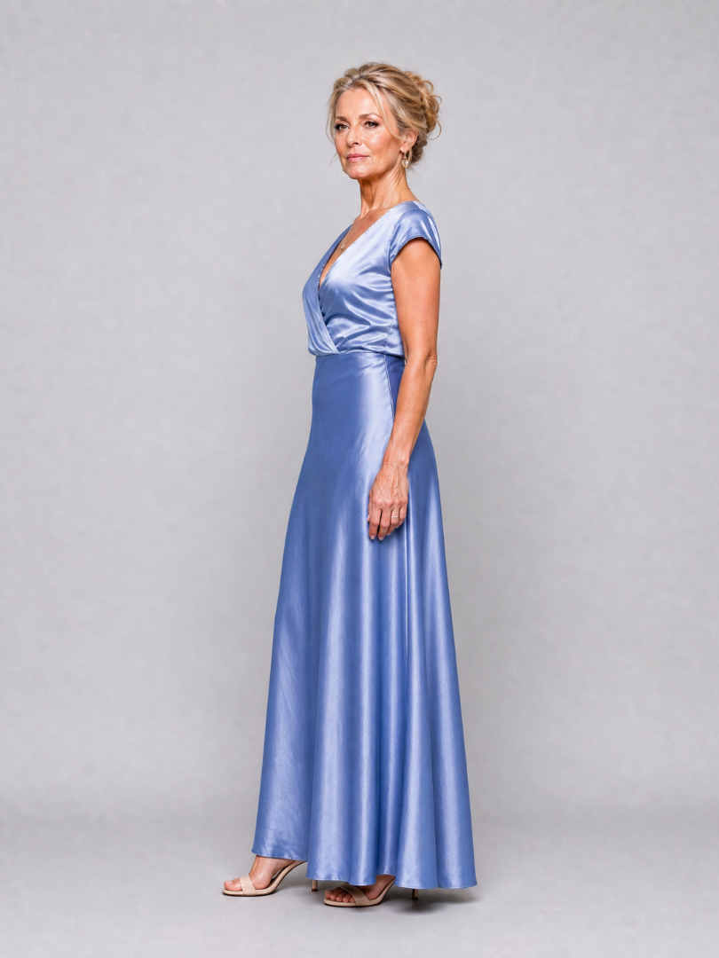 Dellora | Cap Sleeve Wrap Bodice Maxi Dress