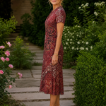 Vesine | Floral Collared Short Sleeve Midi Dress
