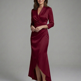 Esmesette | Long Sleeve Wrap High Low Midi Dress