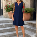 Casvia | Embroidered Mesh Sleeve Mini Dress