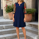 Casvia | Embroidered Mesh Sleeve Mini Dress