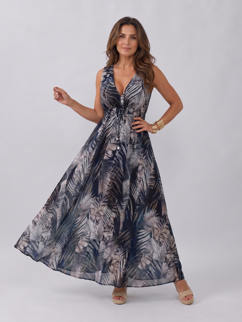 Velmae | Sleeveless Empire Waist Midi Dress
