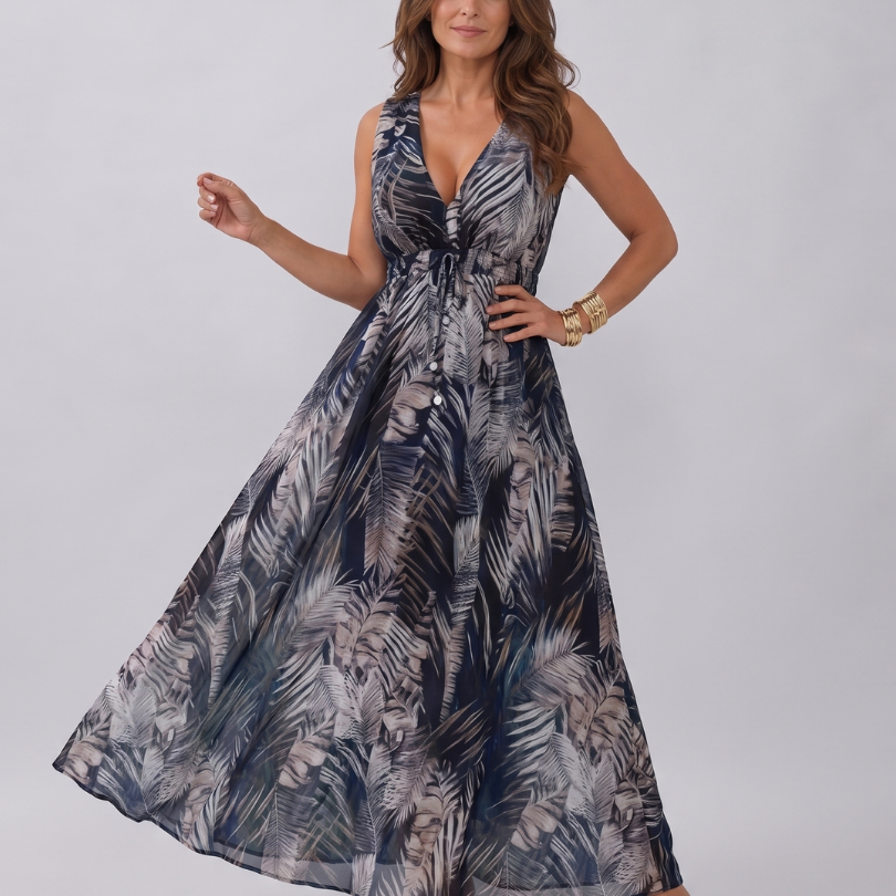 Velmae | Sleeveless Empire Waist Midi Dress