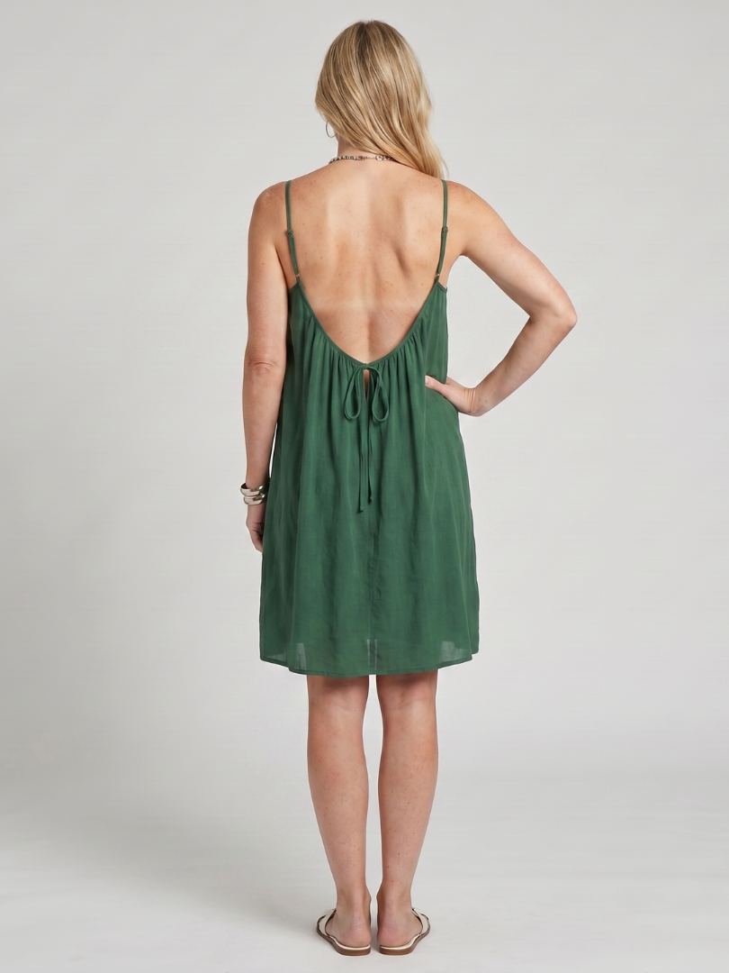 Maemarie | Spaghetti Strap Open Back Knee Length Dress