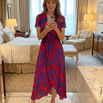 Romylora | Short Sleeve Floral Wrap Midi Dress
