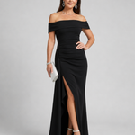 Kalrin | Off Shoulder High Side Slit Maxi Dress