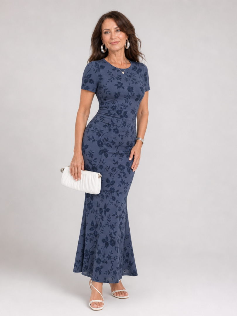 Callavia | Short Sleeve Crew Neck Midi Dress