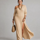Mildra | One Shoulder Side Slit Flowing Midi Dress