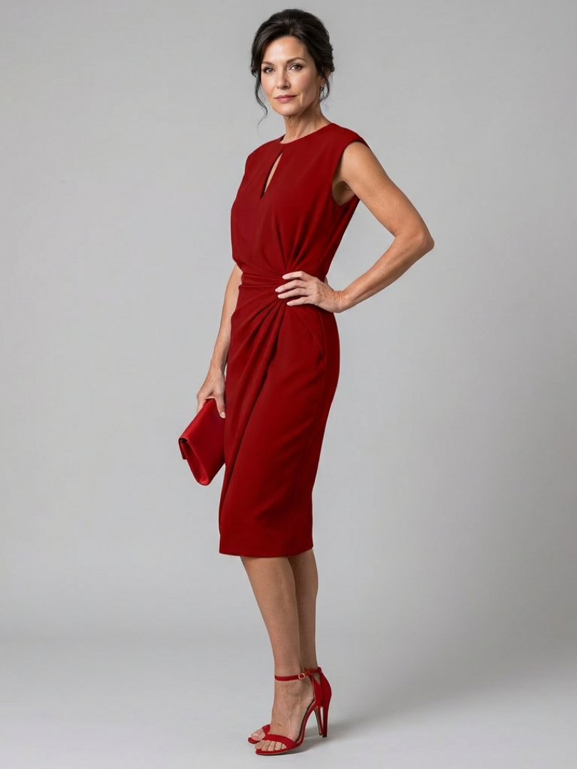 Callala | Draped Keyhole Midi Dress