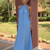 Giania | Sleeveless Ruffle Neck Maxi Dress