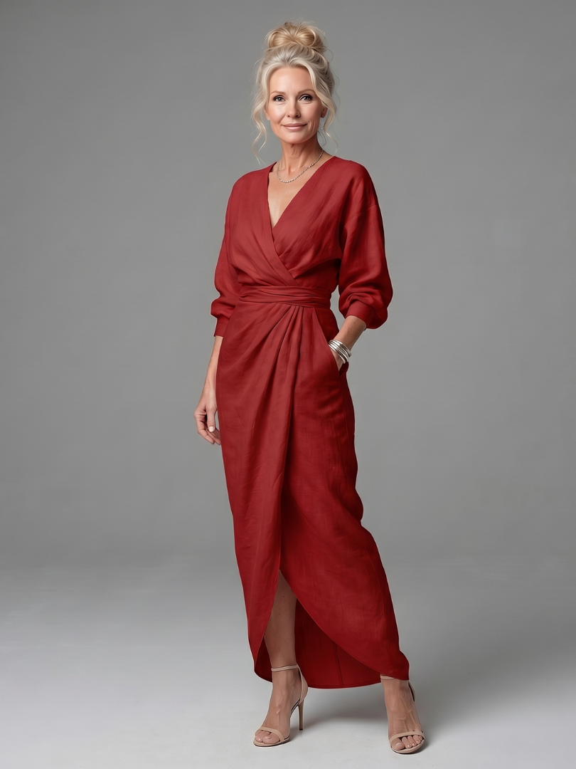 Giandra | Diagonal Drape Maxi Dress