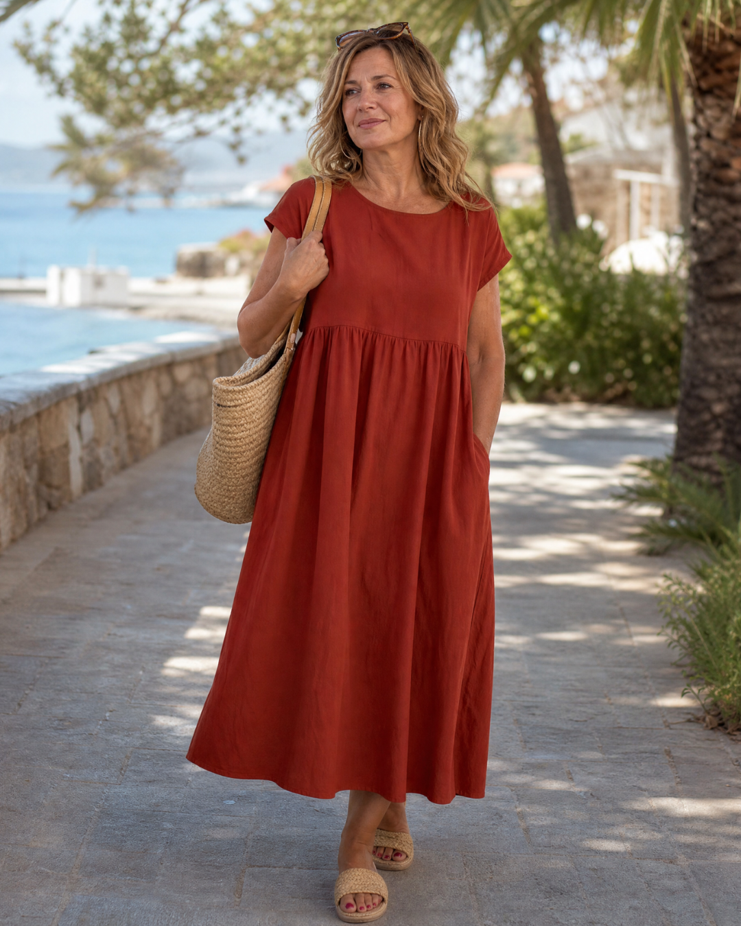 Linnette | Minimal Short Sleeve Relaxed Midi Dress