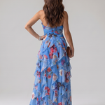 Liabeth | Halter Neck Ruched Bodice Floral Maxi Dress