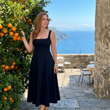 Dalbelle | Sleeveless Square Neck Flared Skirt Midi Dress