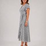 Vallette | Floral Wrap Ruffle Midi Dress