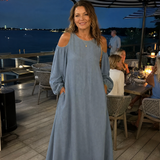 Dellania | Cold Shoulder Balloon Sleeve Relaxed Maxi Dress