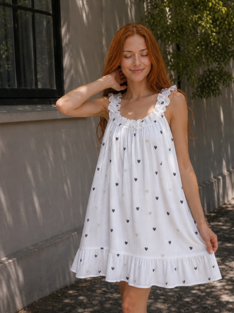 Safflyn | Ruffle Strap Gingham Pattern Knee Length Dress