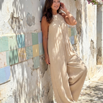 Gretabeth | Pleated Halter Neck Wide Leg Relaxed Jumpsuit