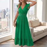 Fleurlia | Ruffle Sleeve Smocked Waist Midi Dress