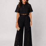 Elobelle | Lace Button Front Two Piece Pant Set