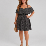 Lilana | Cold Shoulder Ruffle Overlay Knee Length Dress